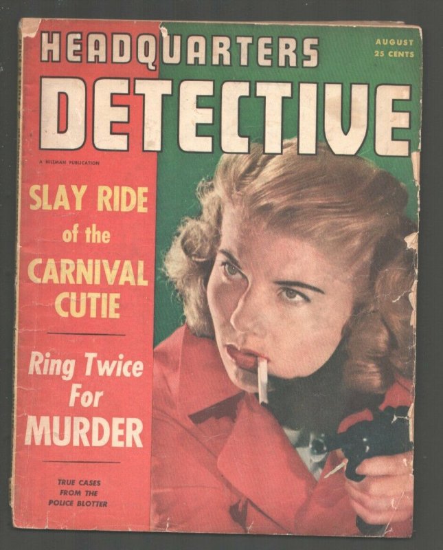 Headquarters Detective 9/1949-gun moll cover-Murder-violence-terror-exploitat...