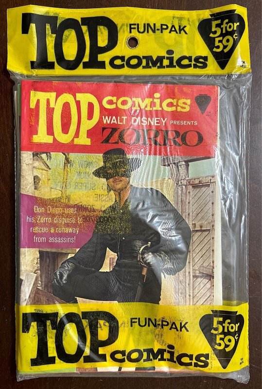 Top Comics Sealed 5-Comic Fun-Pak ZORRO Daffy Duck SUPER GOOF Snow White LASSIE