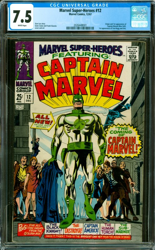 Marvel Super-Heroes #12 CGC Graded 7.5 Origin and 1st appearance of Captain M...