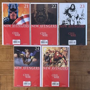 The New Avengers Civil War #21,22,23,24,25 Marvel Bendis Lot