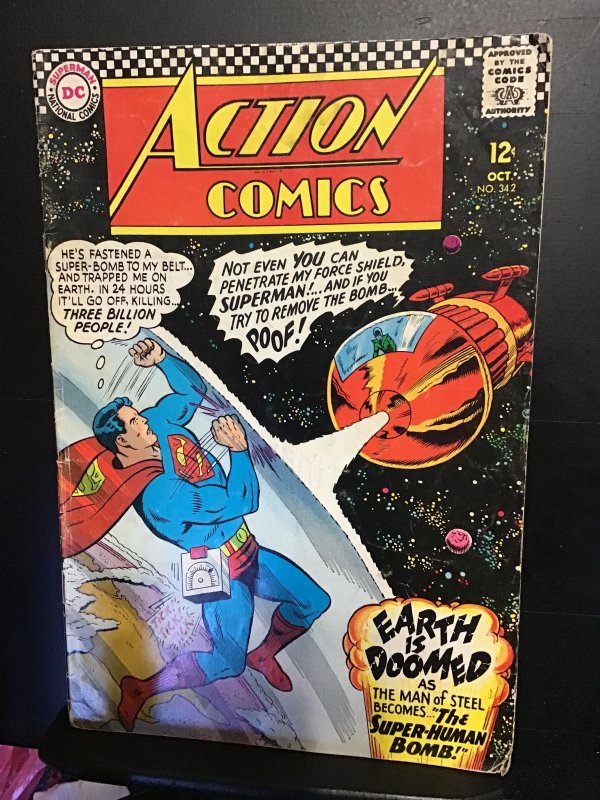 Action Comics #342  (1966) Superman vs. Braniac Wow! Supergirl Amazon! VG+ Wow!