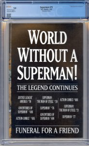 Superman #75 (1993) CGC 9.8 NM/M DEATH OF SUPERMAN NEWSSTAND EDITION!