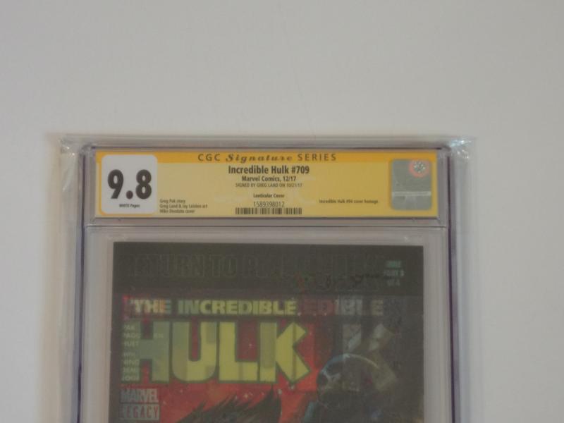 Incredible Hulk #709 CGC SS 9.8; 3D lenticular homage!! Greg Land signed!!!