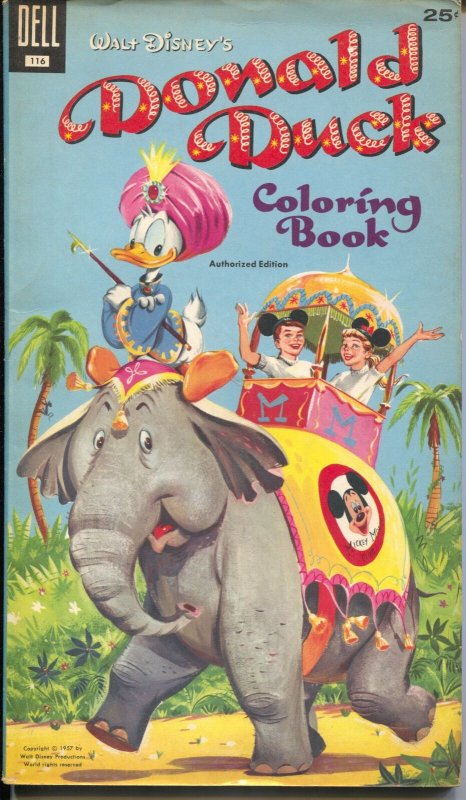 Donald Duck Coloring Book - Walt Disney #116 1957-Dell-Mickey Mouse Club-VG/FN