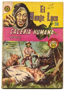 El Monje Loco #38 1968- Mexican horror comic- Brutal dog attack cover