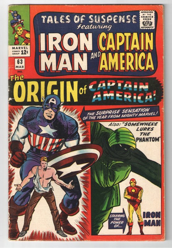 TALES OF SUSPENSE 63 VG+ 4.5;ORIGIN OF CAPTAIN AMERICA