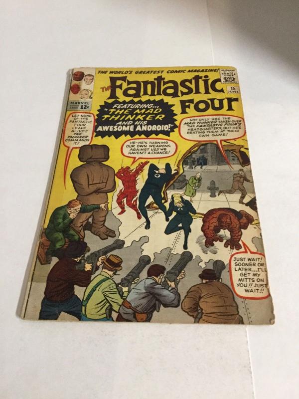 Fantastic Four 15 Vg Very Good 4.0 Top Staple Detached Tape Marvel Silver Age