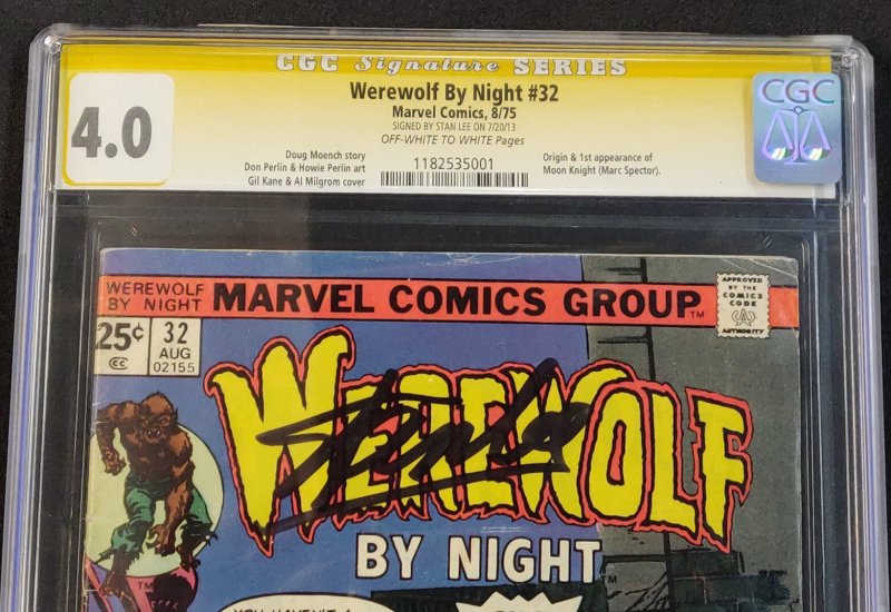 Werewolf By Night #32 - 1st Moon Knight App. Signed by Stan Lee - CGC 4.0 - 1975