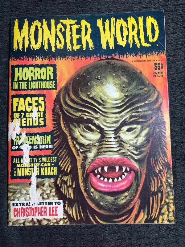 1965 MONSTER WORLD Magazine #4 GD+ 2.5 Christopher Lee / Frankenstein Munsters