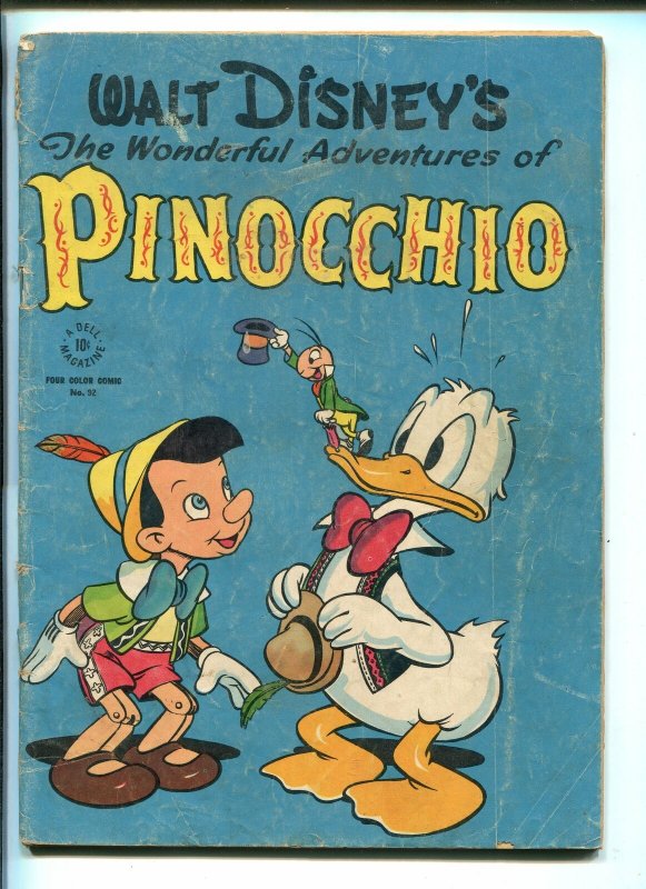 PINOCCHIO #92 1945-DELL-WALT DISNEY-FOUR COLOR-DONALD DUCK-good minus 