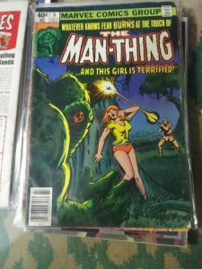  MAN THING #3 5 8 9  1979 marvel whoever knows fear  burns at the tough