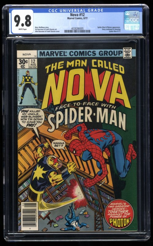Nova #12 CGC NM/M 9.8 White Pages Spider-Man and Photon Appearance!