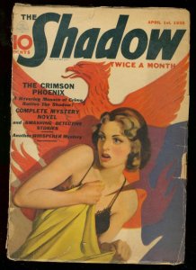 PULP:  SHADOW APRIL 1 1938- CRIMSON PHOENIX SPICY COVER PULP G