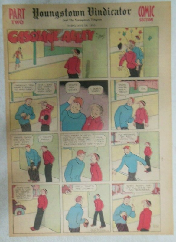 (32) Gasoline Alley Sunday Pages by Frank King from 1937 Size: 11 x 15 inches