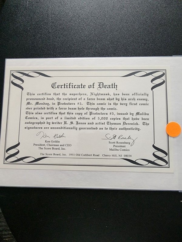 Malibu Protectors No 5 Signed Limited Edition Jan 1993 w/ Certificate Rare!