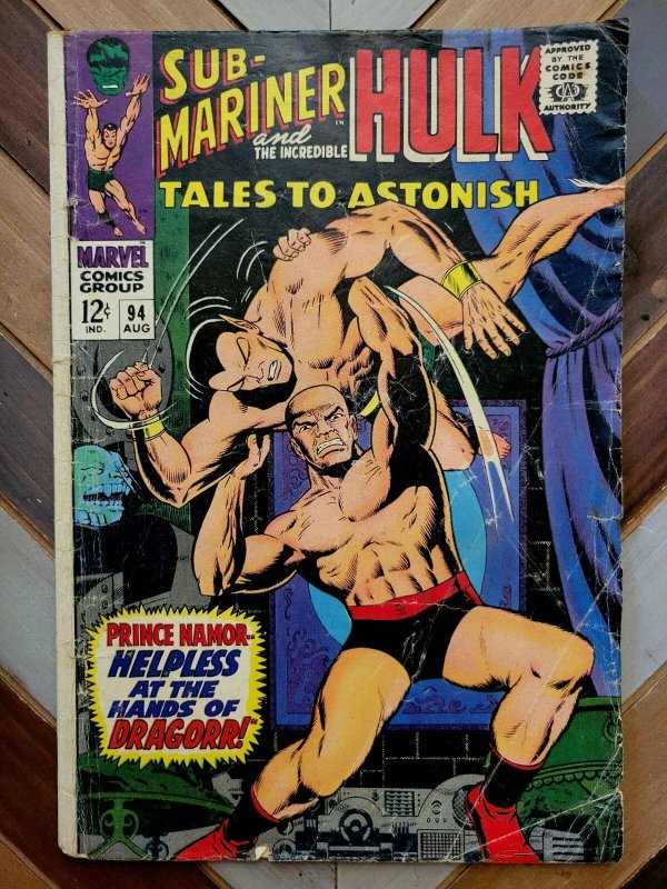Tales To Astonish #94 GD+ 2.5 (Marvel 1967) SUB-MARINER/HULK + HIGH EVOLUTIONARY
