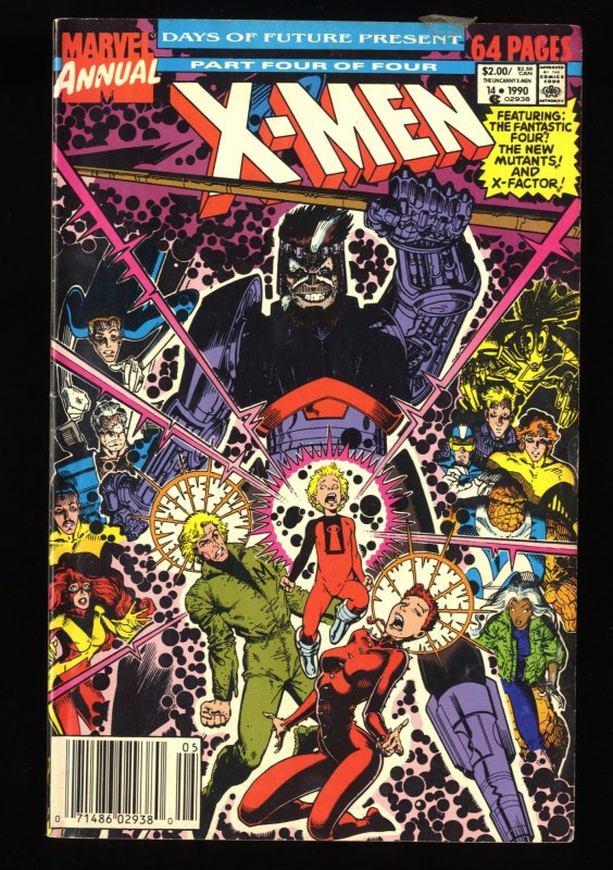 X-Men Annual #14 FN- 5.5 Newsstand Variant 1st Cameo Gambit!