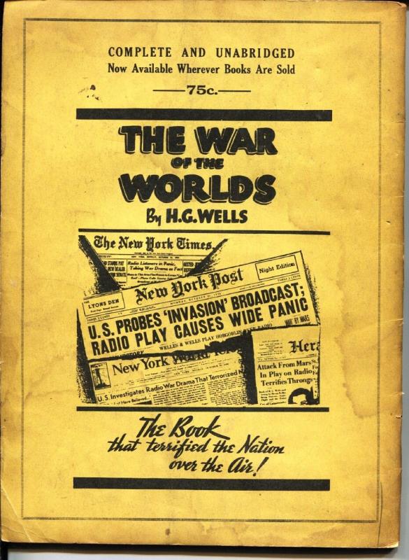 War Of The Worlds 1938-Dell-H G Wells-robot-alien-sci-fi- 8 X 11-10¢-pulp-g