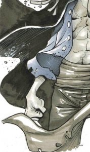 One Piece Luffy Original Art by Sergio Dávila – A4 Ink & Wash Signed