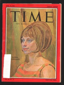 Time Magazine 4/10/1964-Barbara Streisand cover & story-Rare Canadian variant...