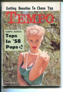 MAG: Tempo 8/1958-Sports Report-Elvis-mini-mag-pin-ups-cartoons-current events-G