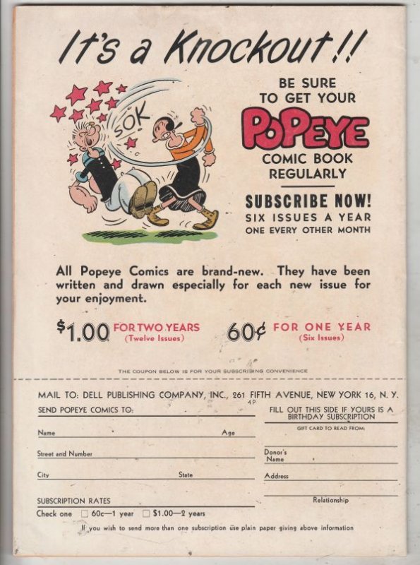 Popeye #6 (May-49) FN- Mid-Grade Popeye, Olive Oil, Swee'pea, Jeep, Whimpy