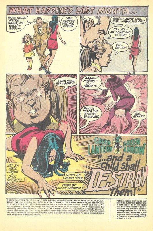 GREEN LANTERN #83 (Apr1971) 8.0 VF  Denny O'Neil!  Neal Adams!  BLACK CA...
