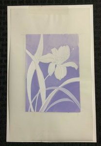 IN SYMPATHY White Flowers & Blue Background 7.5x11.5 Greeting Card Art #2168