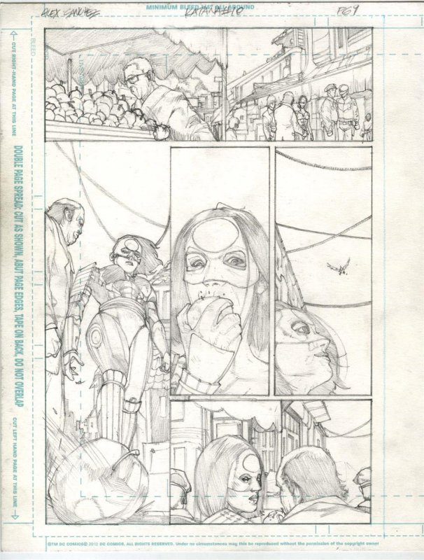 Katana #10 pg 9 DC New 52-Justice League Original Penciled art by ALEX SANCHEZ 