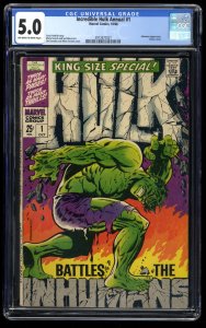 Incredible Hulk Annual #1 CGC VG/FN 5.0 Off White to White Classic Cover!
