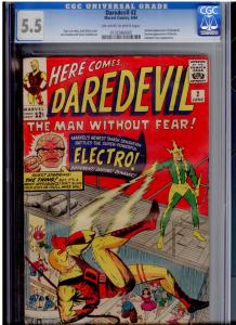 Daredevil #2 CGC 5.5 OW/W   2nd DD app; 2nd Electro app; FF cameo