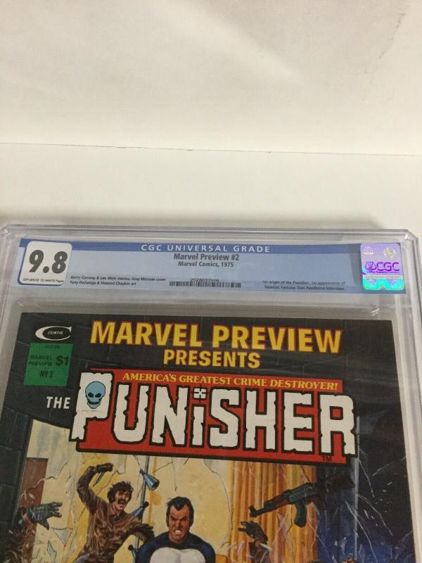 Marvel Preview 2 CGC 9.8 OW/W Pages 1st Origin Of Punisher 1st Dominic Fortune