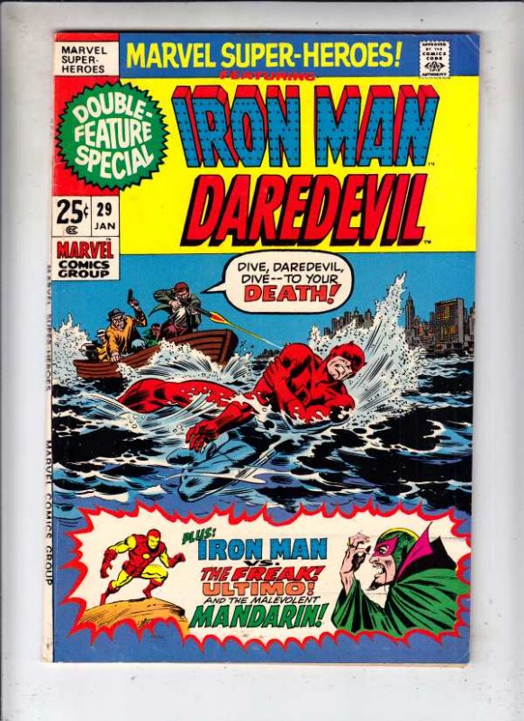 Marvel Super-Heroes #29 (Jan-71) VF High-Grade Daredevil, Iron Man