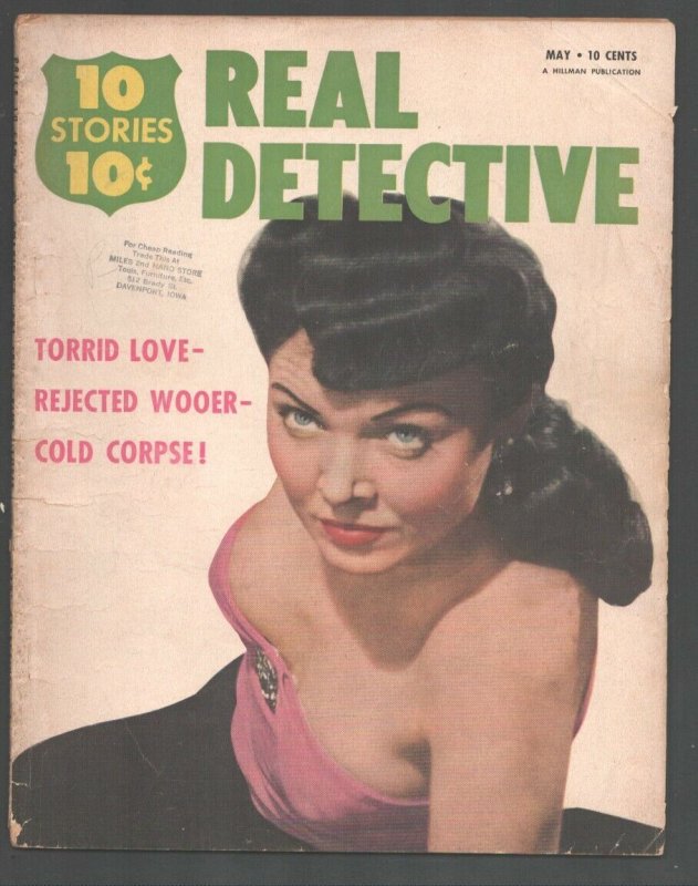 Real Detective 5/1951-Lusty lady cover-love trap-Crime-mystery-terror-exploit...