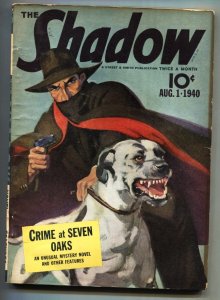 The Shadow Pulp August 1 1940- Crime at Seven Oaks- Maxwell Grant VG