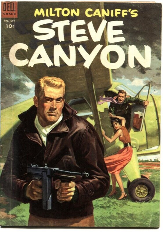 STEVE CANYON--DELL FOUR COLOR #519-TOMMY GUN COVER ART--1953