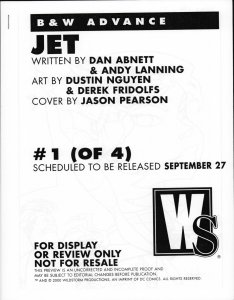 JET #1 of 4 - Dan Abnett Story WILDSTORM COMICS B&W PREVIEW 2000