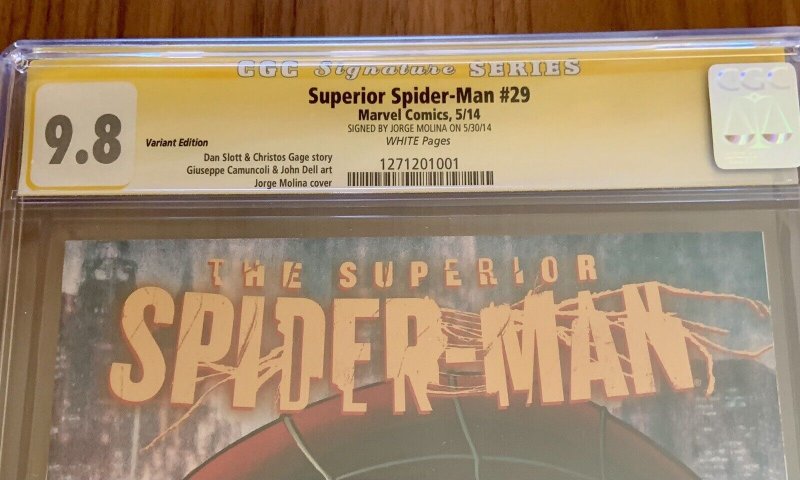 Superior Spider-Man #29 - 2014 - 1:50 Variant - SIGNED JORGE MOLINA - CGC SS 9.8