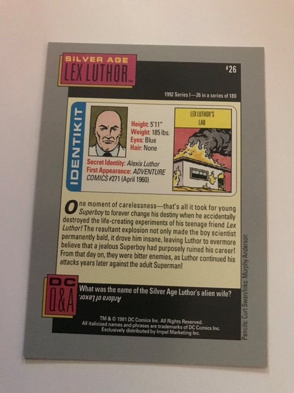 SA LEX LUTHOR #26 card : 1992 DC Universe Series 1, NM/M, Impel, Curt Swan art