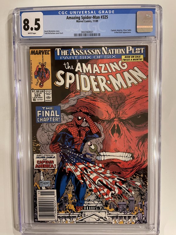 Amazing Spider-Man #325 CGC 8.5 - Newsstand  -Todd McFarlane, Red Skull app 1990