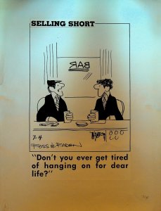 Selling Short Original Comic Strip Art 1980s Tired of Hanging on for Dear Life