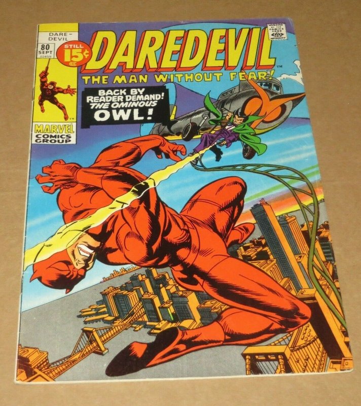 Daredevil #80 VG/FN 1971 Marvel Bronze Age Comic Book Owl App. Gil Kane Art