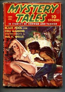 MYSTERY TALES June 1938-Norman Saunders weird menace cover-Rare Pulp Mag!