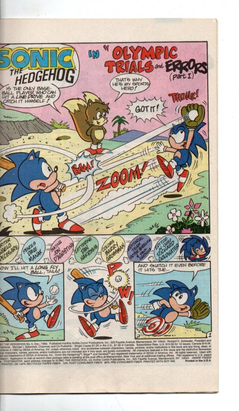 Sonic the Hedgehog #5 - Archie - 1993 - VG