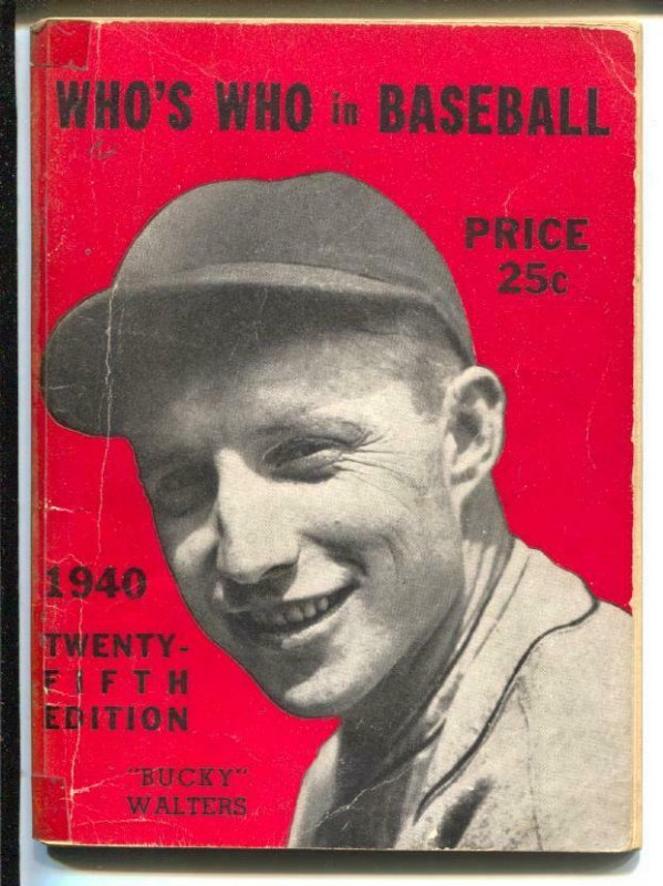 Who's Who In Baseball 1940-Bucky Walters-player stats-VG-