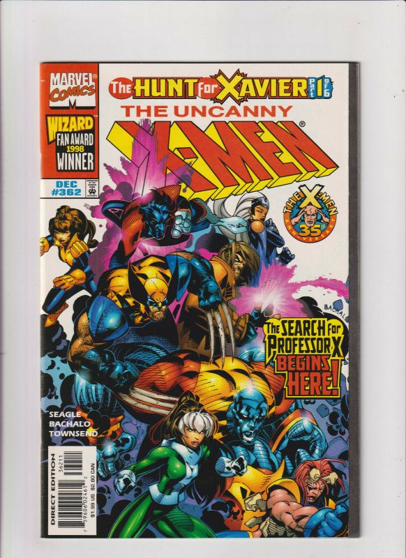 Uncanny X-Men #362 VF+ 8.5 Marvel Comics 1998 Hunt For Xavier pt.1 Wolverine