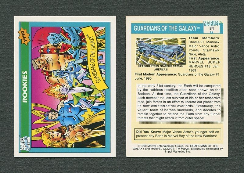 1990 Marvel Comics Card  #84 (Guardians of Galaxy / 1st ever Card) / MINT