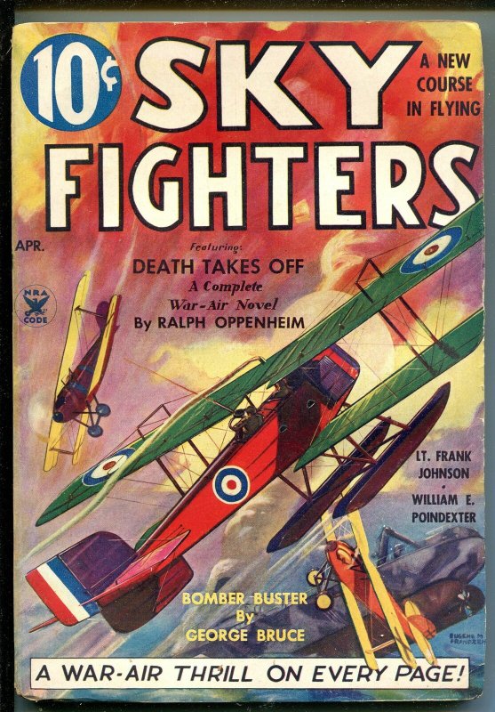 SKY FIGHTERS 4/1935-AIR WAR PULPS-WWI-BI-PLANE/SEAPLANE-fn minus