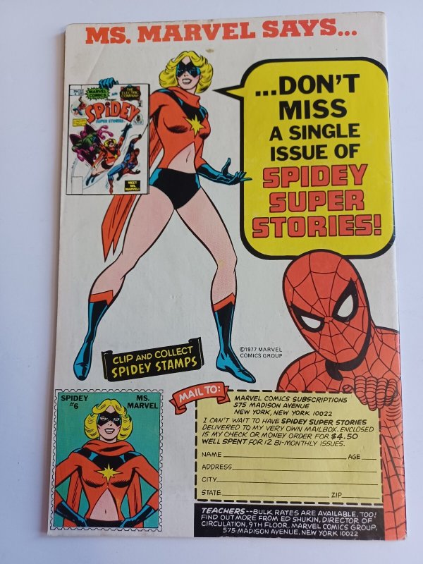 Spidey Super Stories #22 newsstand - Ms Marvel - 1977 - VG/FN