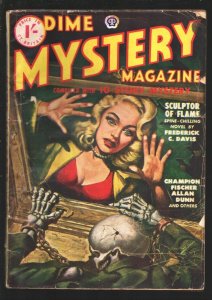 Dime Mystery 1949-Popular- skeleton in chains cover-Frederick C. Davis-D.L. C... 